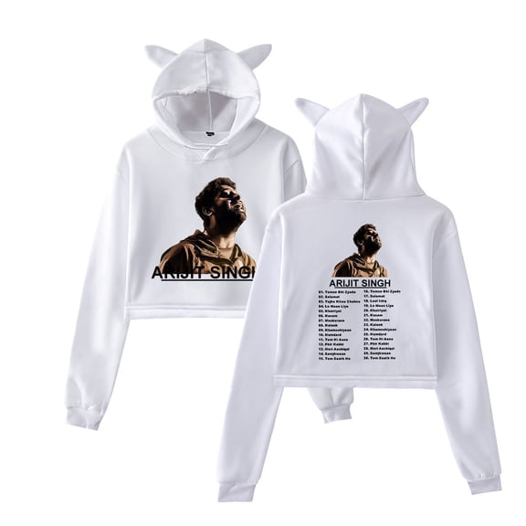 Arijit Singh Cat ear hoodie with popular pattern casual women's short hoodie sportswear
