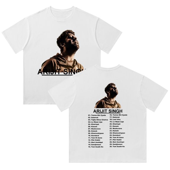 Arijit Singh Songs Merch Cotton T Shirt Fashion Casual Short Sleeved Streetwear Unisex Top Tee