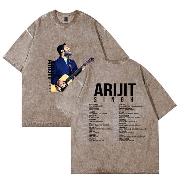 Arijit Singh Tour Merch Vintage Wash Tee Cosplay Women Men Fashion Short Sleeve Cotton T-Shirts