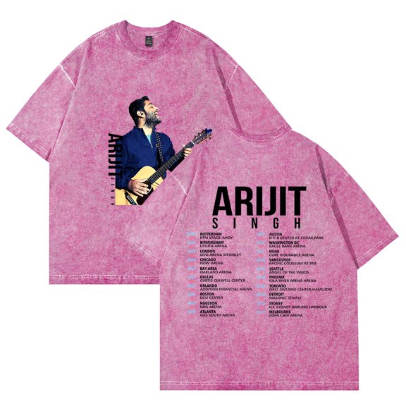 Arijit Singh Tour Merch Vintage Wash Tee Cosplay Women Men Fashion Short Sleeve Cotton T-Shirts