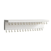 Jewelry Organizer with 30 Hooks and Cosmetics Shelf, 15 x 3 x 4 inches Wall Mounted Rustic Pine Wood Holder for Necklaces and Bracelets, Suitable for Kids and A