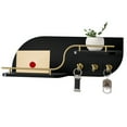 thumbnail image 1 of Arikago Key Holder for Wall, Modern Decorative Key and Mail Holder with 2 Floating Shelves, Wood Wall Mounted Key Organizer with 3 Gold Metal Key Hooks for Home Entryway, Black, 1 of 6