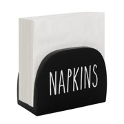 Arikago Modern Farmhouse Napkin Holder, Standing Kitchen Napkin Holder for Tables, Solid Real Wood Rustic Paper Dispenser for Kitchen Countertops, Dining Room Decor, Black
