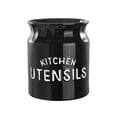 thumbnail image 1 of Arikago Utensil Holder, Ceramic Farmhouse Kitchen Utensil Holder for Countertop, 6.5" Large Cooking Utensil Crock for Kitchen Counter, Black, 1 of 5