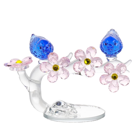 Arikyrist Crystal Flowers with Bird Couples Wedding Gifts for Couples Glass Birds Animal Collectible Figurines Anniversary Special Presents for Partners Home Decoration for Living Room (Blue) Y101
