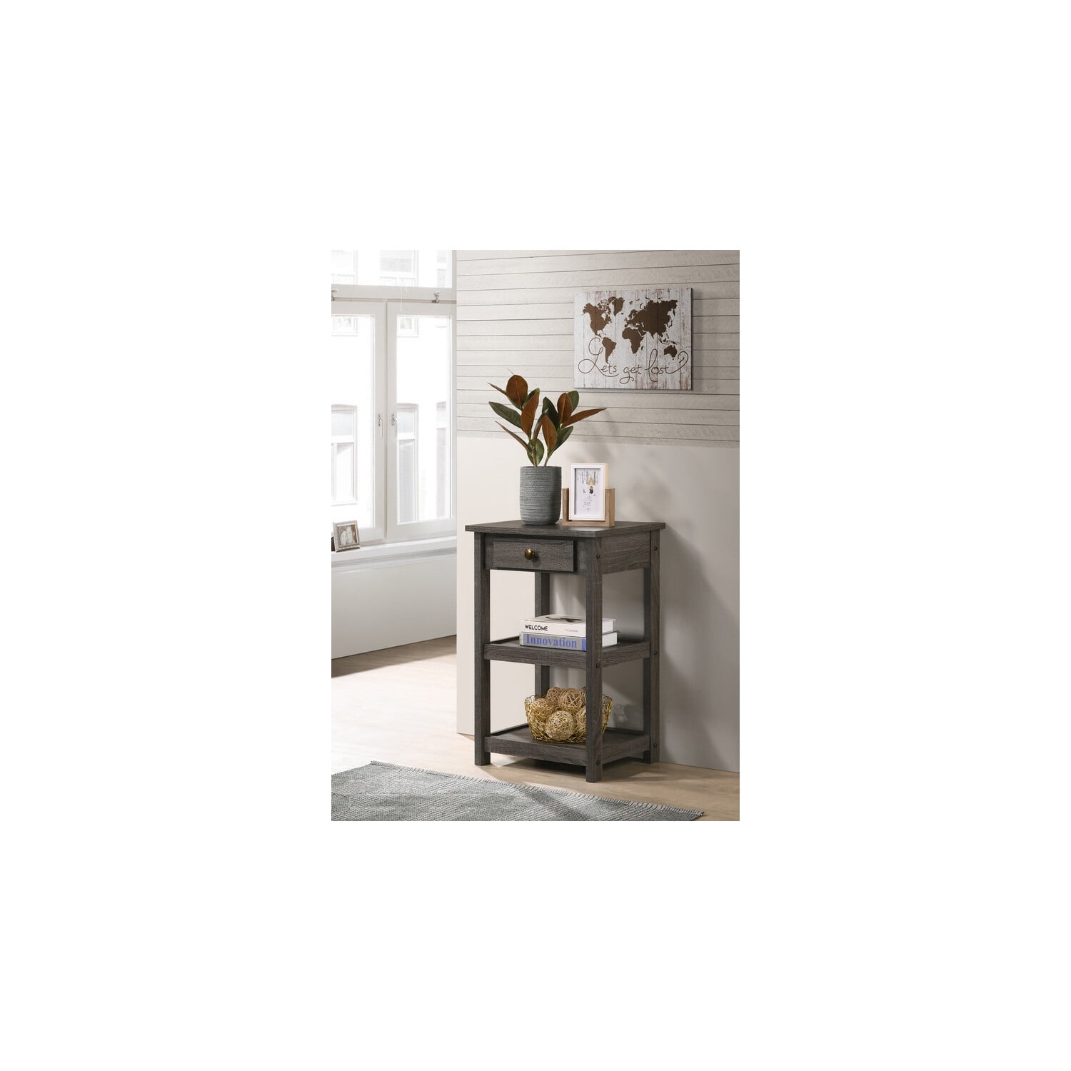 Lilola Home Arine Set of 2 Gray Console Table with Drawer and Shelves ...
