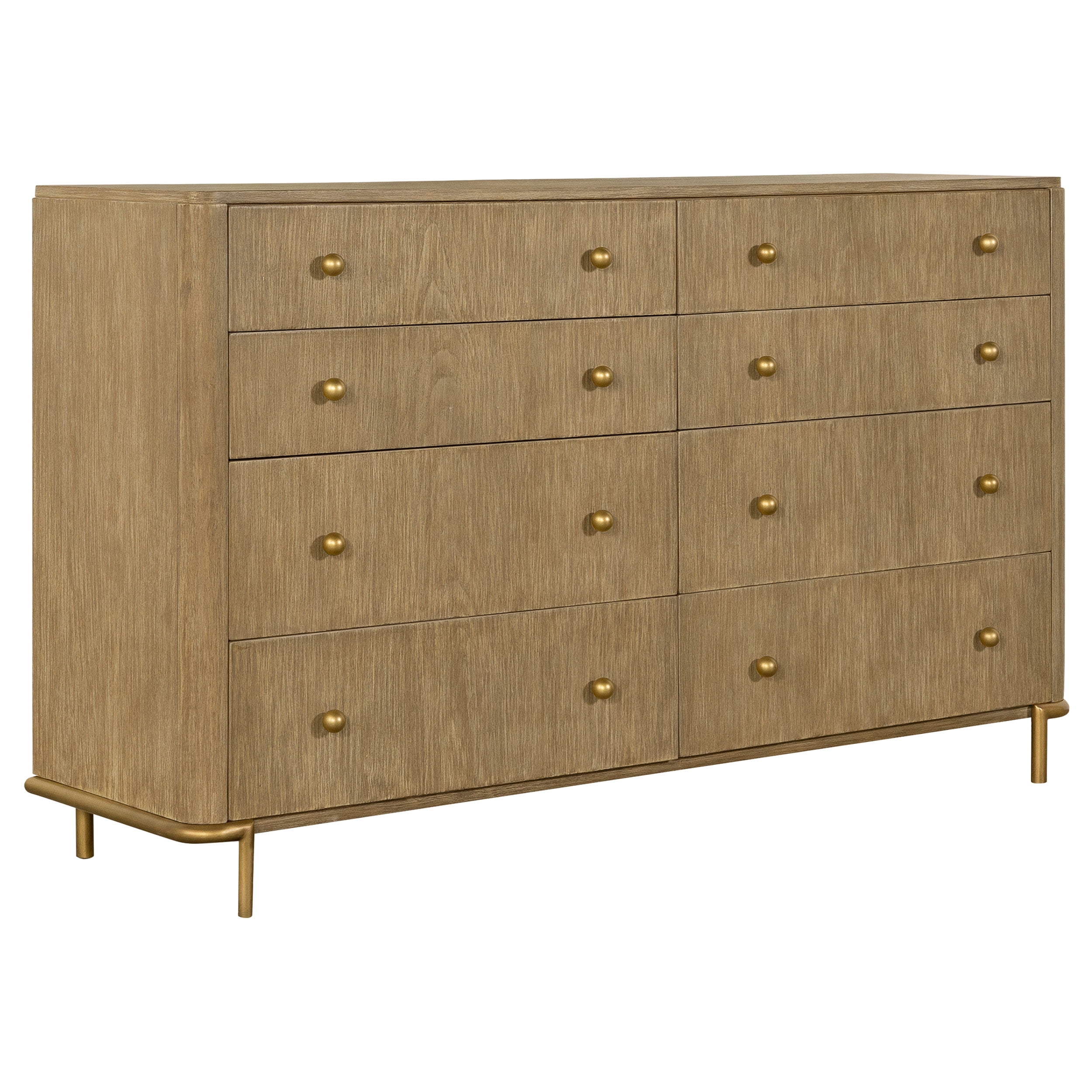 Arini Natural Wood 8-Drawer Dresser for Master Bedroom in Sand