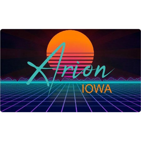 Arion Iowa 4 X 2.25-Inch Vinyl Decal Stiker Retro Neon Design