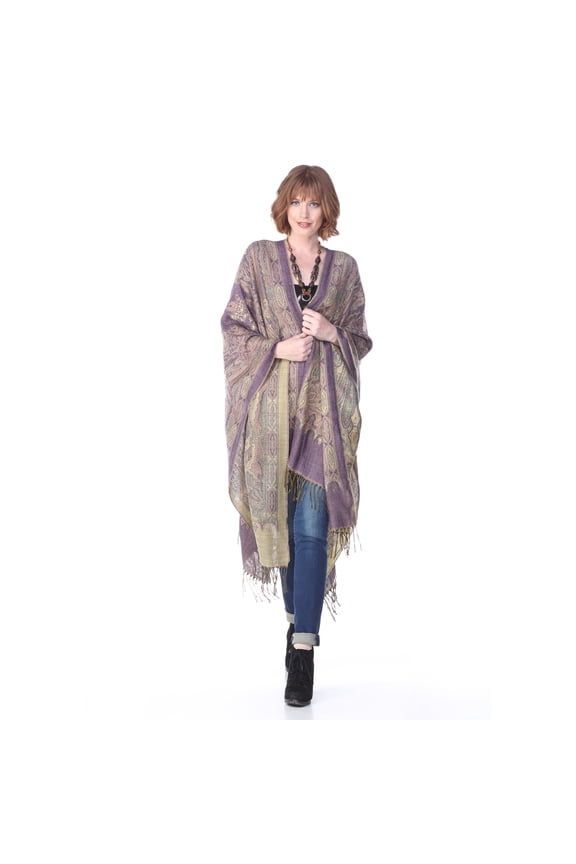 Classic Paisley Ruana in Vintage Hues