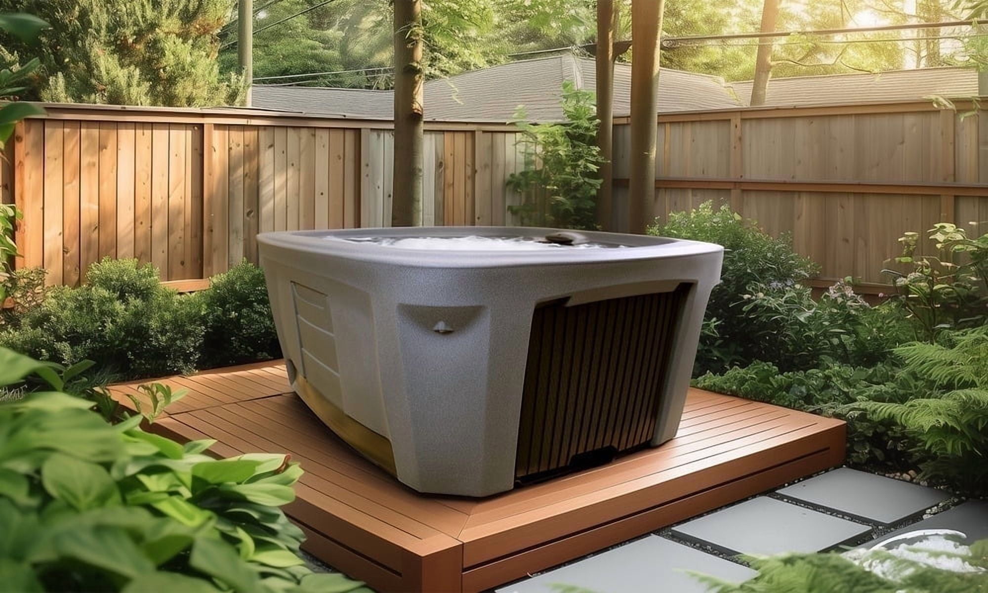 Arise 5‑Person 45‑Jet Plug & Play Hot Tub – 120V/240V, Stainless Steel Heater, Ozone System, Waterfall & LED Lighting (Gray)