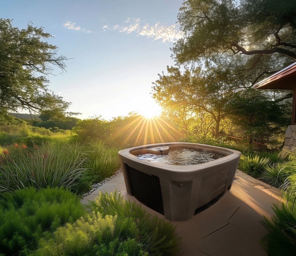 Arise 5‑Person 45‑Jet Plug & Play Hot Tub – 120V/240V, Stainless Steel Heater, Ozone System, Waterfall & LED Lighting (Mocha)