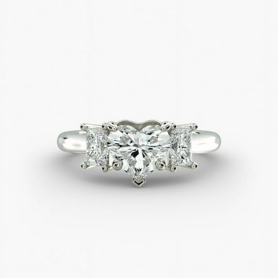 Arise Jewel 14K White Gold Plated Ring - Heart Cut 1.9 Ct Moissanite Engagement Ring - Wedding Rings Gifts - Anniversary Ring for Women's - 3 Stone Women's Rings - Daily Wear Fine Jewelry