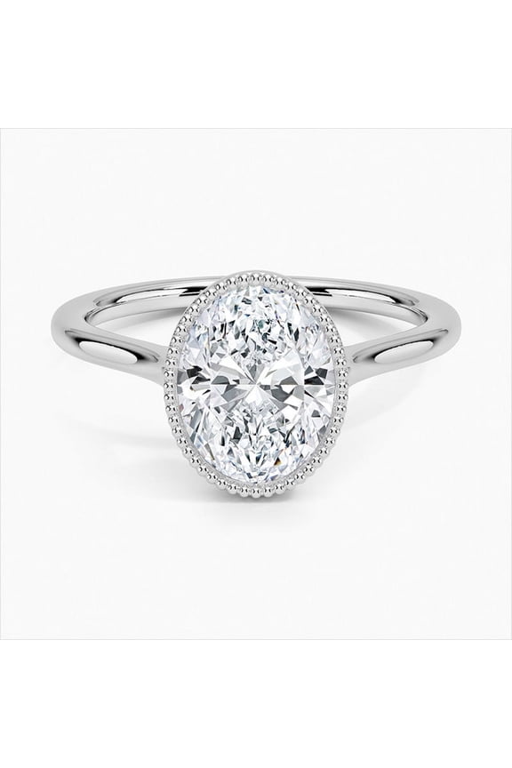 2.1 Ct OvalCut Moissanite Solitaire Rings - 14K White Gold Plated Rings - Engagement Wedding Jewelry for Women's - Gorgeous Anniversary Gifts for Women's - Solitaire Silver Rings for Her