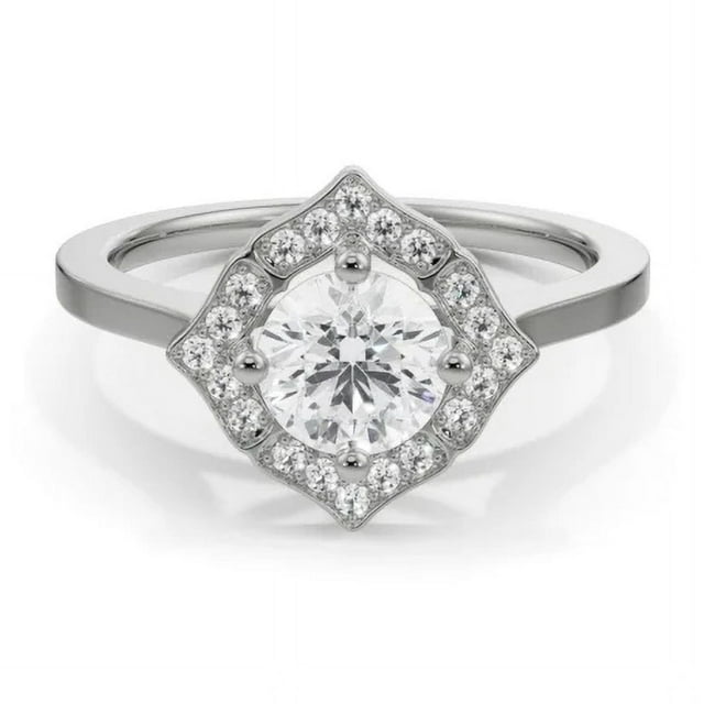 Arise Jewelry 1.34 Ct Round Cut Moissanite Ring - 14K White Gold Plated Engagement Ring for Women - Chic Design - Exquisite Jewelry for Her - Perfect Proposal Gift for Lasting Memory
