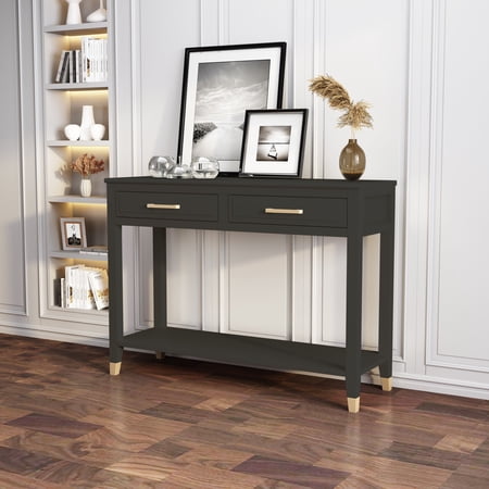 Greener Valley 2 Drawer Console Table - Dark Grey