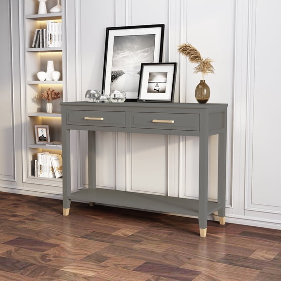 Greener Valley 2 Drawer Console Table - Grey