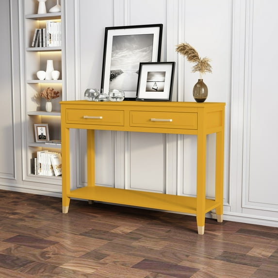 Greener Valley 2 Drawer Console Table - Mustard