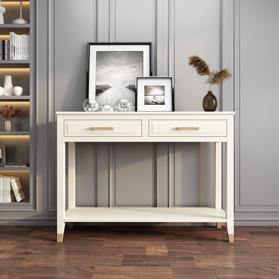 Greener Valley 2 Drawer Console Table - White