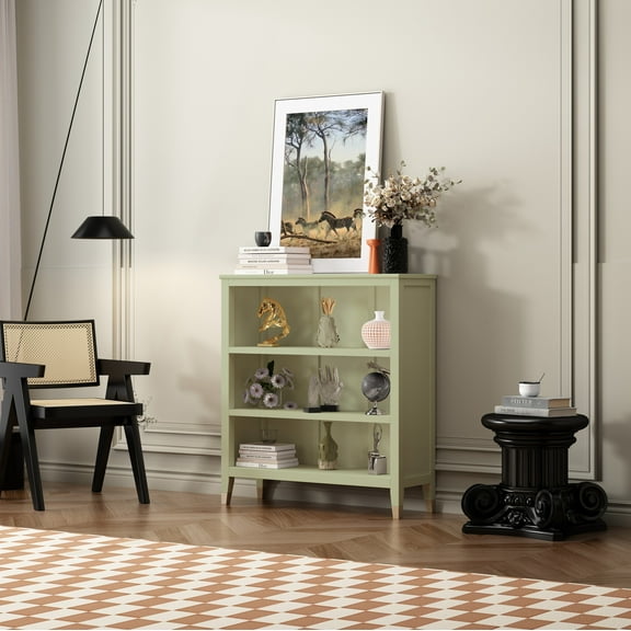 Greener Valley 3 Shelf Wide Bookcase - Green