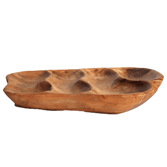 Greener Valley Handcrafted Root Wood Divided Platter (Large - 4 sections - 17-19")