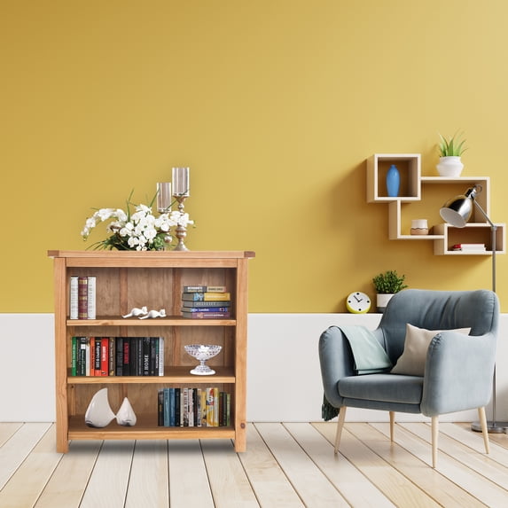 Greener Valley Low Bookshelf, Natural Waxed Finish, 3-Shelf, 35.2" x 13.3" x 35.4"