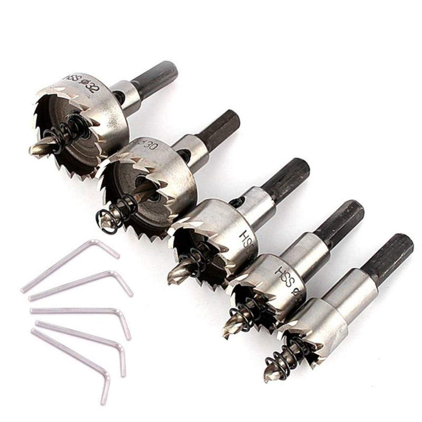 Ariseltys 5 Pack High Speed Steel HSS Drill Bit Hole Saw Set Stainless Steel Metal Alloy Kit 16mm/18.5mm/20mm/25mm/30mm