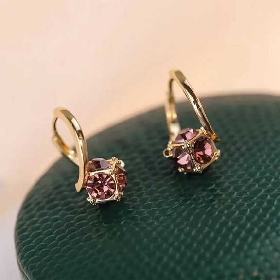 Ariseltys Fashionable and Elegant Purple and White Inlaid Synthetic Crystal Earrings Suitable for Daily Wear, Banquet Wear Jewelry Gifts