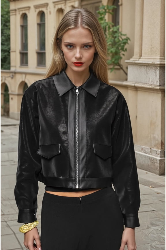 Arish Leather Jacket Short Black