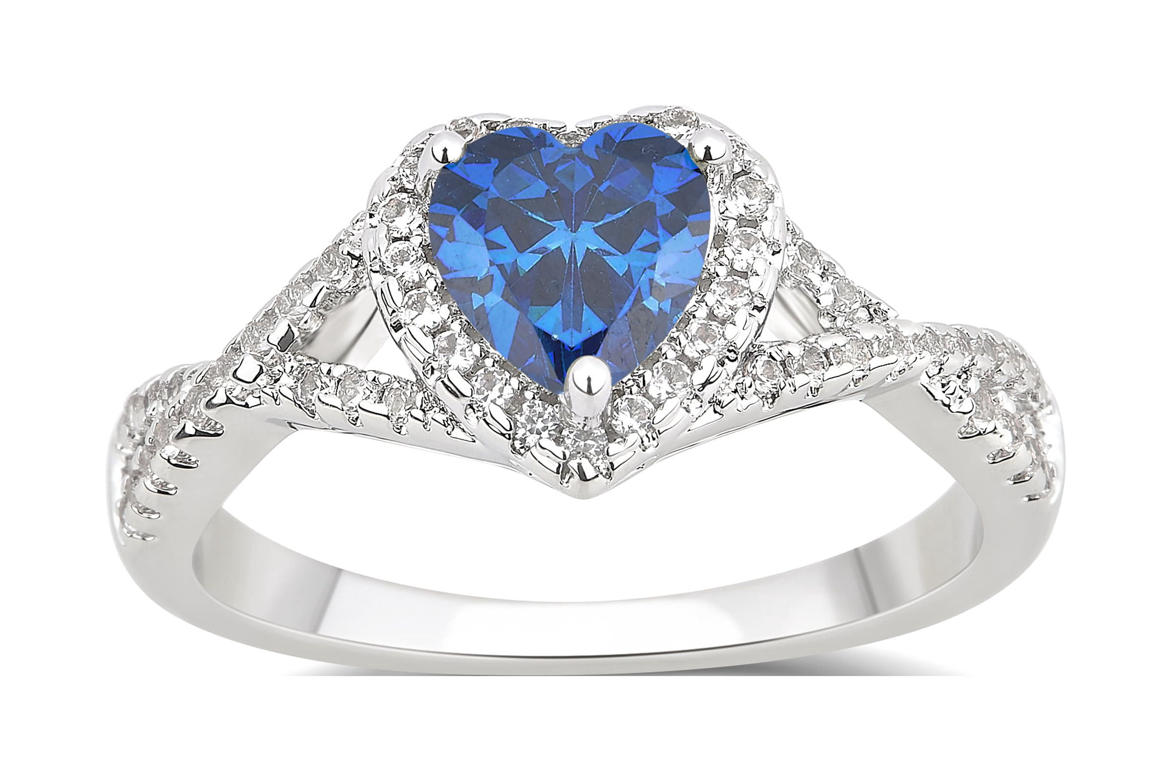 Arista 0.20 ct Blue Topaz Gemstone Women's Diamond Band in Brass