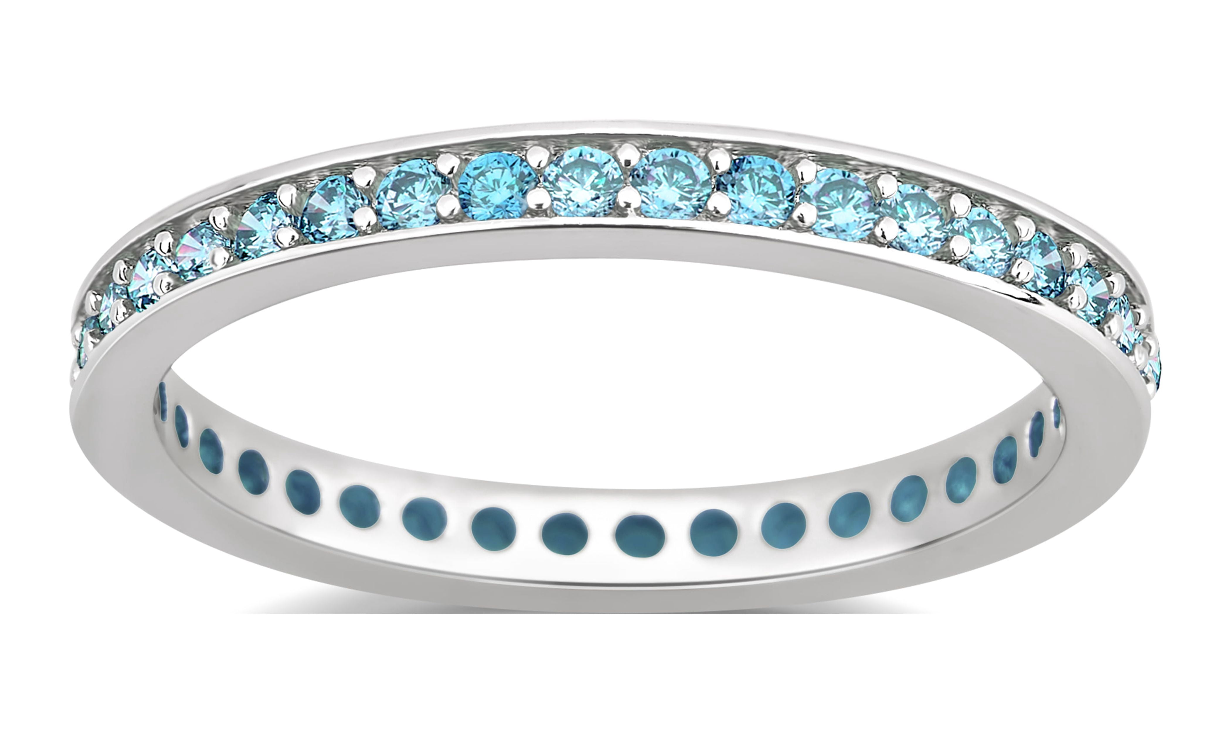 Arista 0.5 ct Aqua Gemstone Women's Diamond Band in Brass