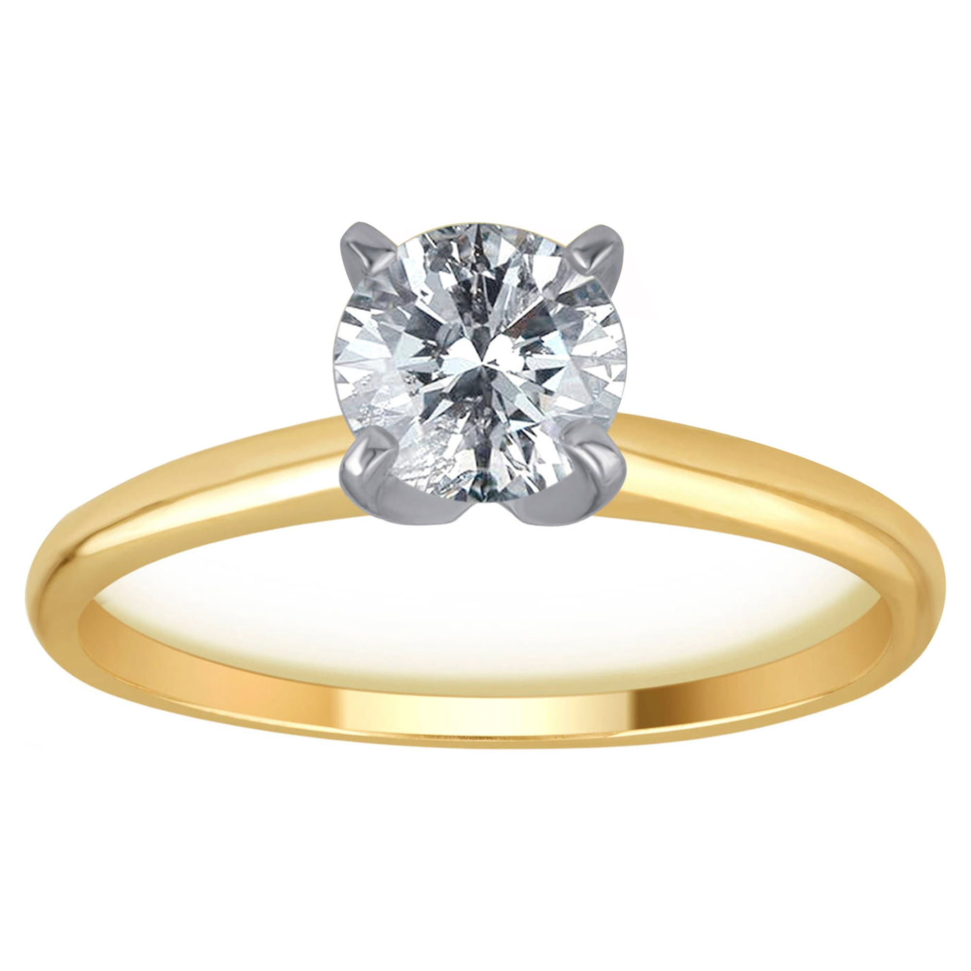 Arista 0.50 Carat T.W. Round White Diamond Solitaire Ring in 14K Yellow Gold (H-I, I1-I2)