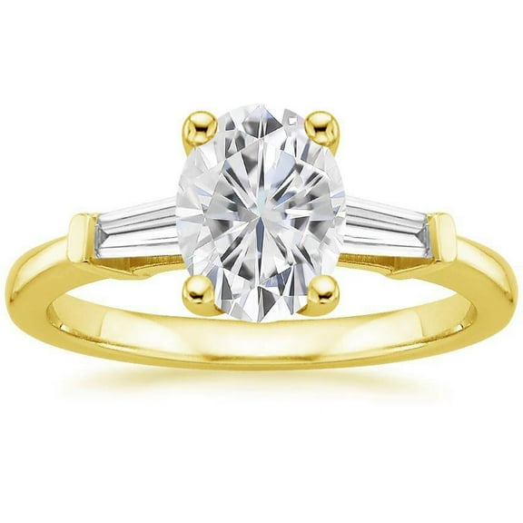Arista 0.88 ct Oval Swarovski Diamonds Women's Engagement Ring in Yellow plated Sterling Silver