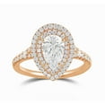 thumbnail image 1 of Arista 0.88 ct Pear Swarovski Diamonds Women's Double Halo Engagement Ring Pink plated Sterling Silver, 1 of 4