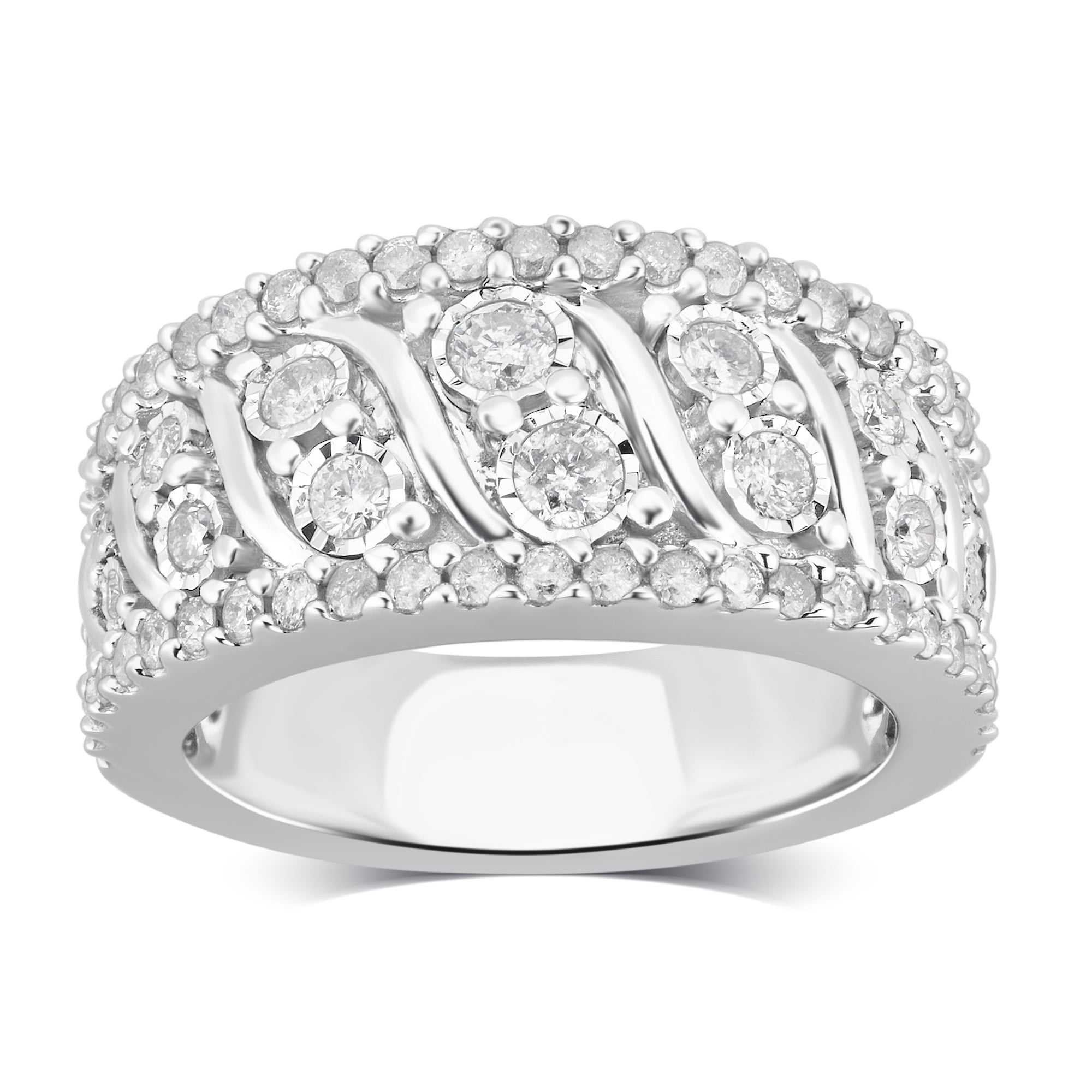 Arista 1.00 Carat T.W Diamond Broad Band Anniversary Ring in Sterling Silver (I-J, I2-I3)