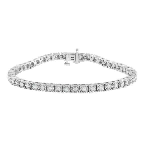 1.00 Carat T.W. Diamond Circle Link Tennis Bracelet in Sterling Silver (J, I3)