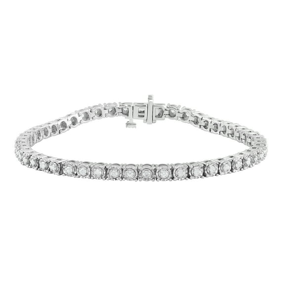 Arista 1.00 Carat T.W. Diamond Circle Link Tennis Bracelet in Sterling Silver (J, I3)