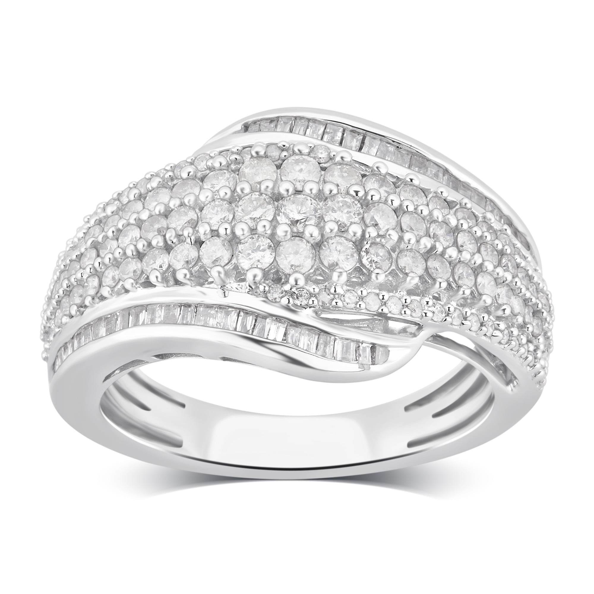 Arista 1.00 Carat T.W Diamond Multi Row Anniversary Ring in Sterling Silver (I-J, I2-I3)