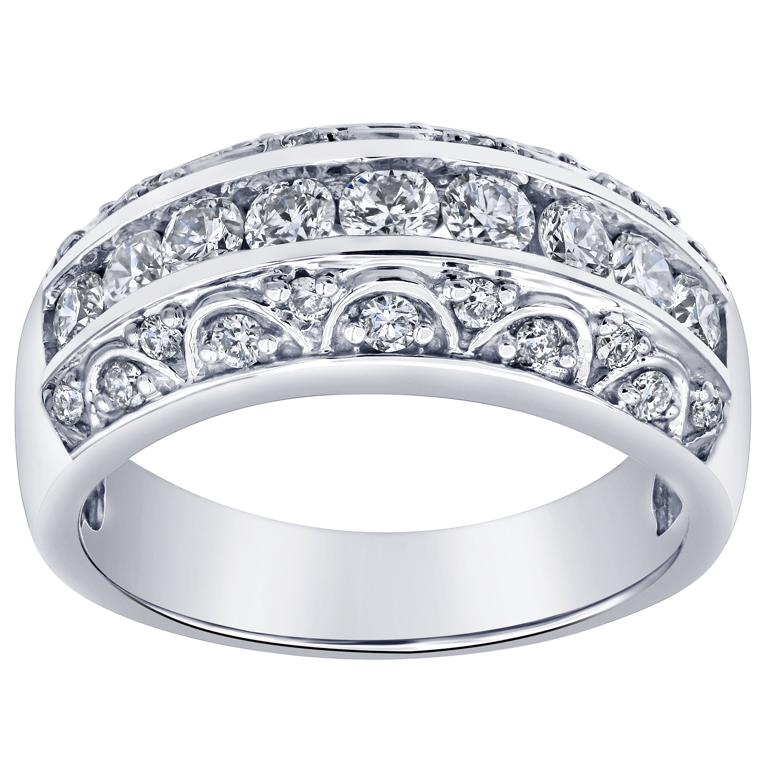 Arista 1.00 Carat T.W Lab Grown Diamond 3 Rows Women's Anniversary Ring in Sterling Silver (I, SI)