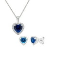 thumbnail image 1 of Arista 1.00 ct Created Blue Sapphire Gemstone Fashion Jewelry Pendant & Earring Set (2-Piece) in Brass, 18", 1 of 9