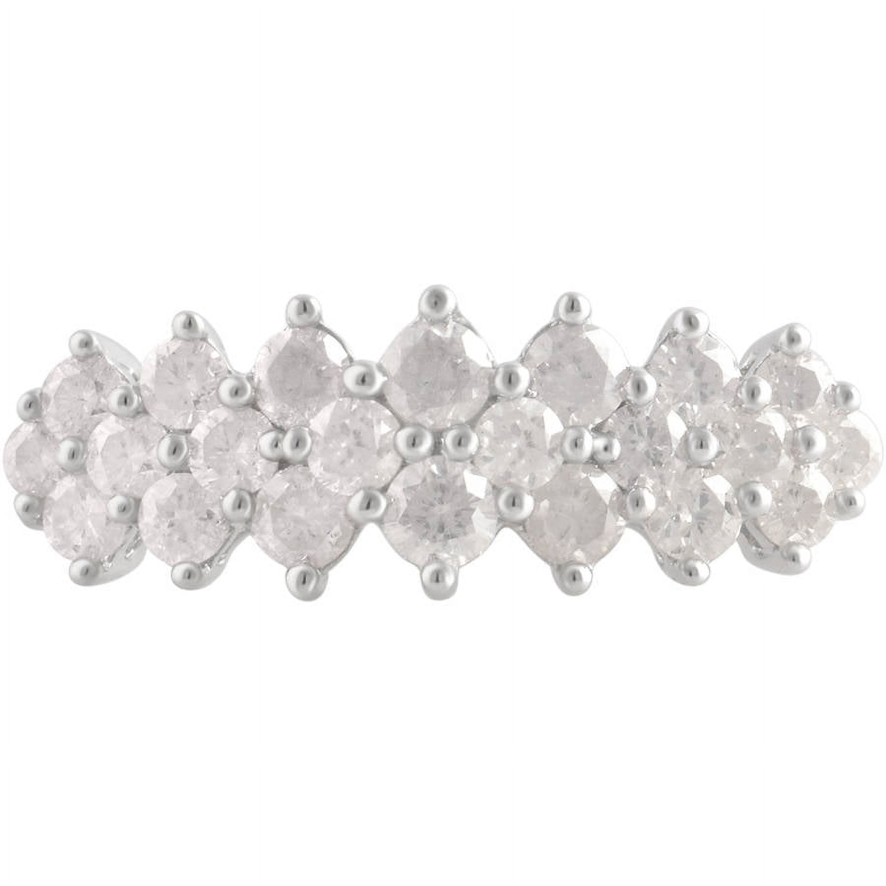 Arista 1.00 ct Diamond Cluster Pyramid Three Row Anniversary Ring in Sterling Silver (I-J, I2-I3)
