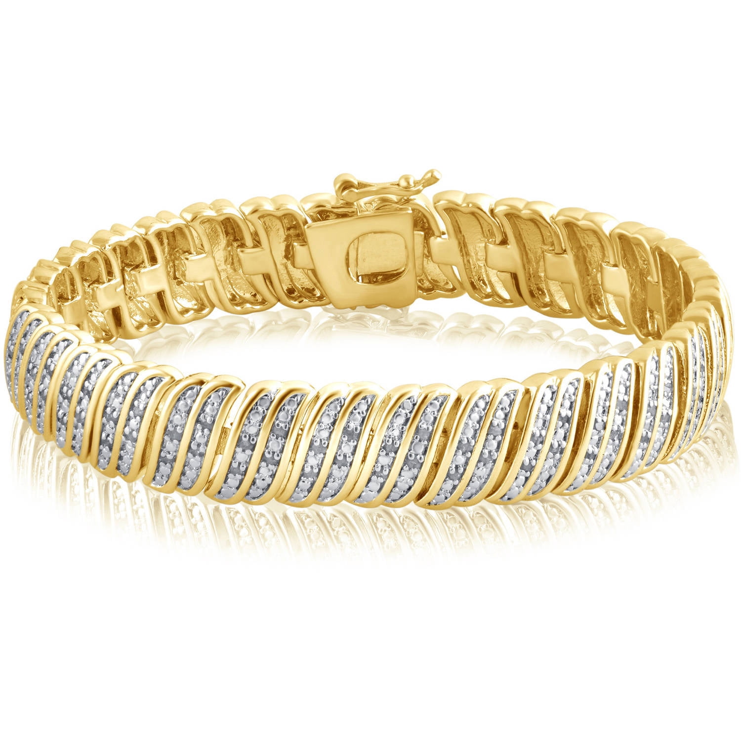 Arista 1.00 ct Round Diamond Fashion Bracelet Gold-Tone over Brass, 7.5"(I-J, I2-I3)
