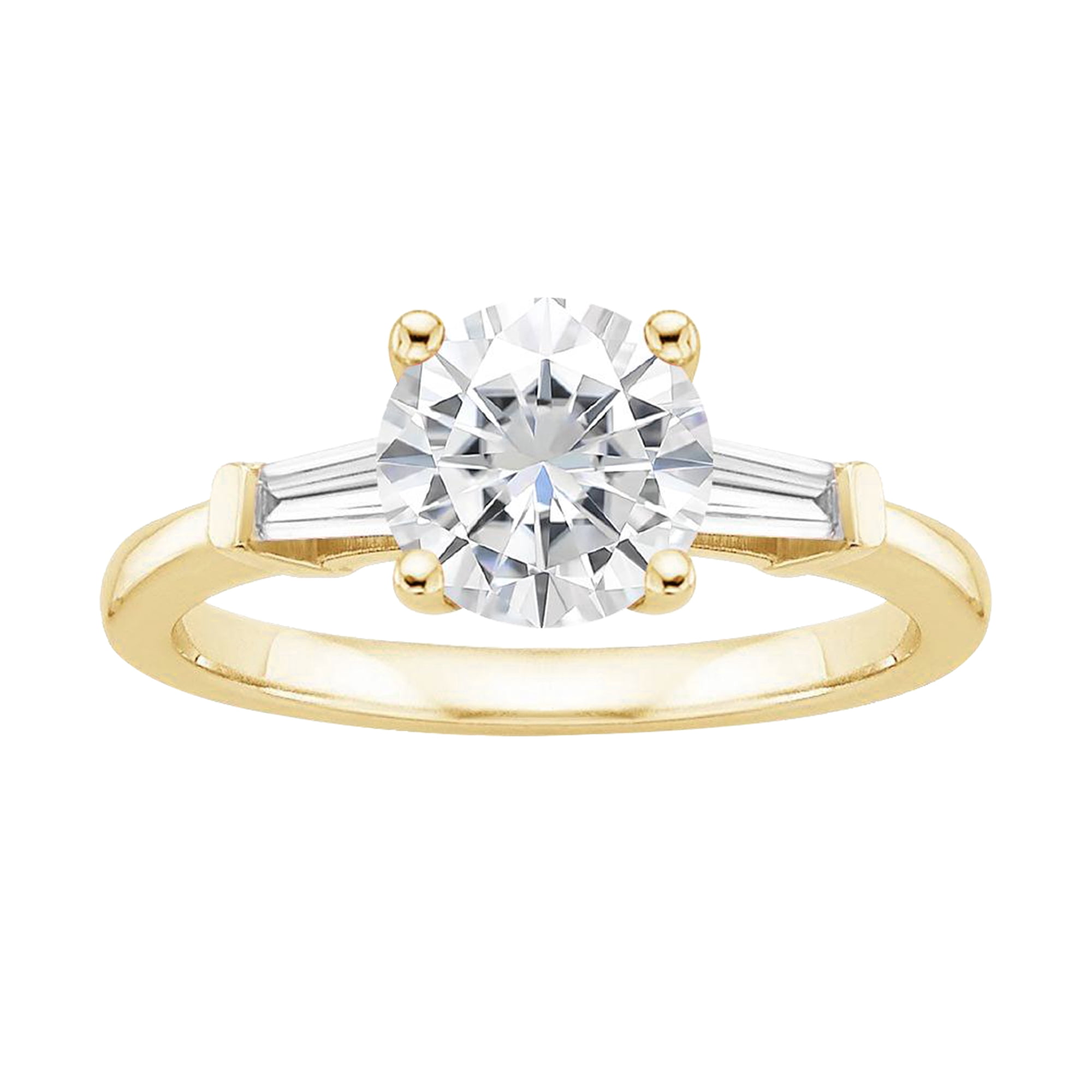 Arista 1.00 ct Round Swarovski Diamonds Women's Engagement Ring in Yellow Plated Sterling Silver