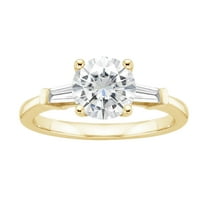 Arista 1.00 ct Round Swarovski Diamonds Women's Engagement Ring in Yellow Plated Sterling Silver