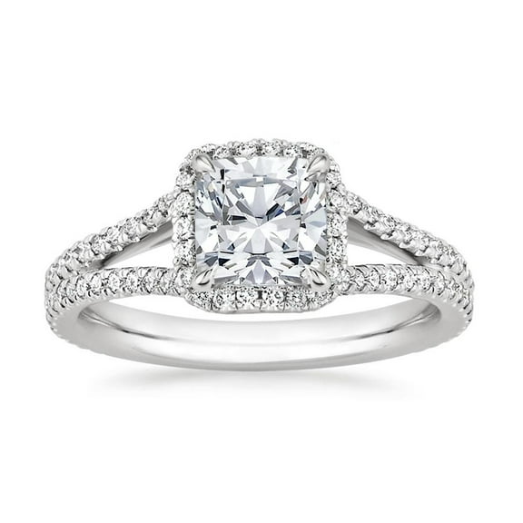 Arista 1-1/2 Carat T.W. Cushion Swarovski Diamond Split Shank Engagement Ring in Sterling Silver