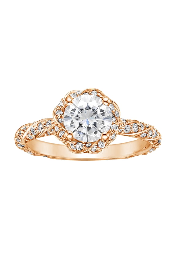 1-1/3 Carat T.W. Swarovski Stone Twisted Shank Engagement Ring in Pink plated Sterling Silver