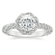Arista 1-1/3 Carat T.W. Swarovski Stone Twisted Shank Engagement Ring in Sterling Silver