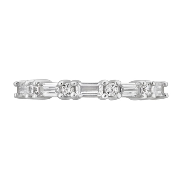 Arista 1 1/5 Carat T.W. Round & Baguette White Cubic Zirconia Women's Wedding Ring in Sterling Silver