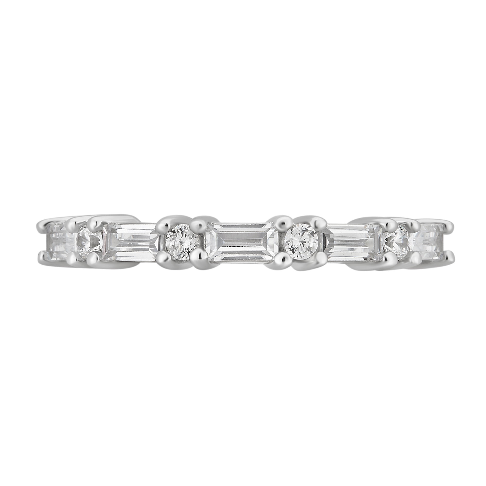 Arista 1 1/5 Carat T.W. Round & Baguette White Cubic Zirconia Women's Wedding Ring in Sterling Silver