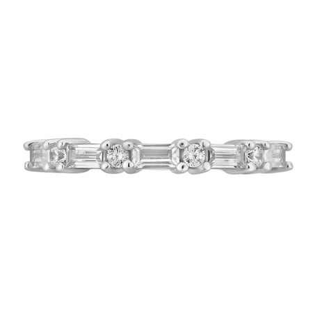 Arista 1 1/5 Carat T.W. Round & Baguette White Cubic Zirconia Women's Wedding Ring in Sterling Silver