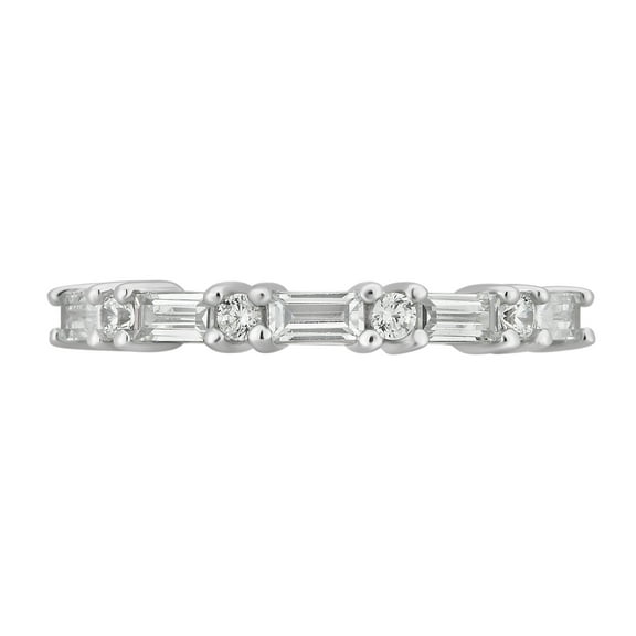 Arista 1 1/5 Carat T.W. Round & Baguette White Cubic Zirconia Women's Wedding Ring in Sterling Silver
